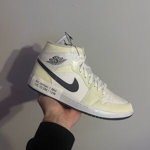 Jordan 1 Mid 'Coconut' Sneakers in White and Black